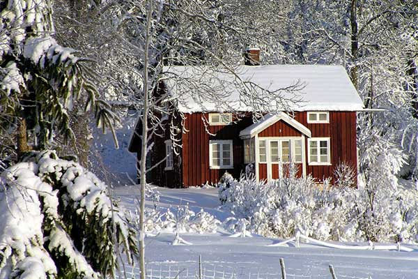 cottage in snow