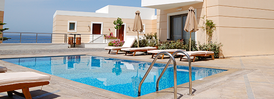 Swimming pool at a modern luxury villa, Crete, Greece
